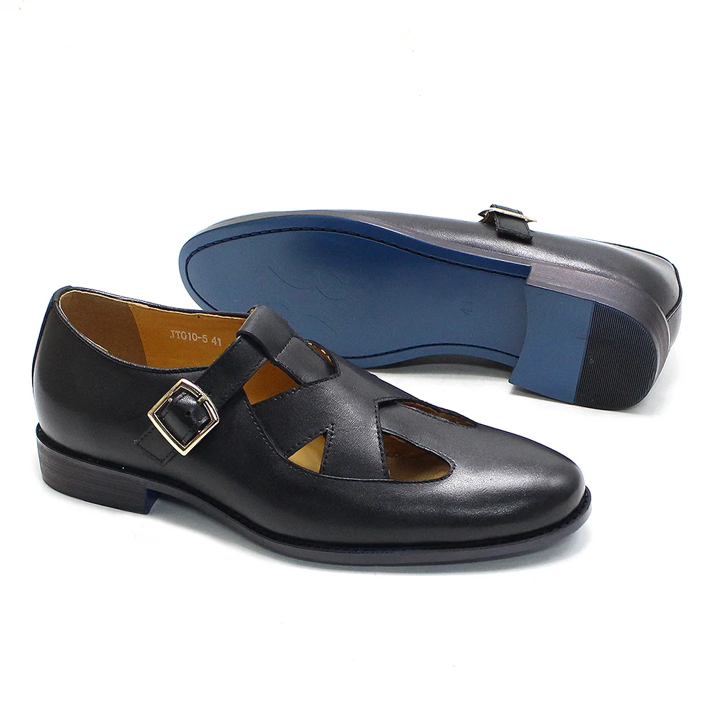 Breathable Soft Cow Leather Casual Shoes for Men Summer Buckle Strap Male Sandals Comfortable Outdoor Handmade Casual Shoes