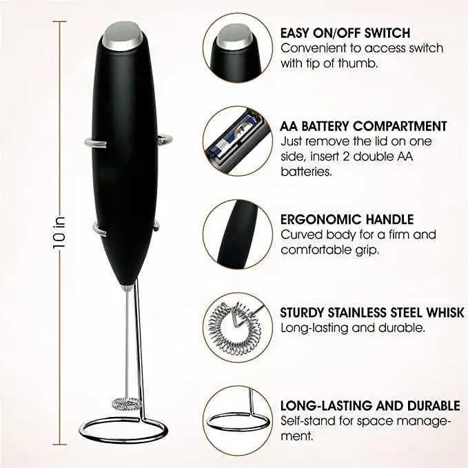 19000RPM Handheld Milk Frother Mini Milk Foamer Electric Blender stick Drink Mixer with Food Grade Stainless Steel Stirrer