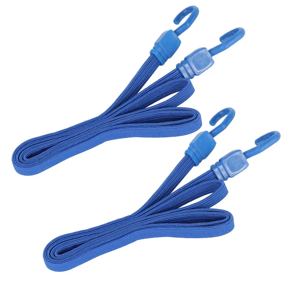 HOT SALE Factory Direct Sale 2 pcs Blue Elastic Flat Bungee Cord Set 18mm* 2m Bungee Cords with Hooks