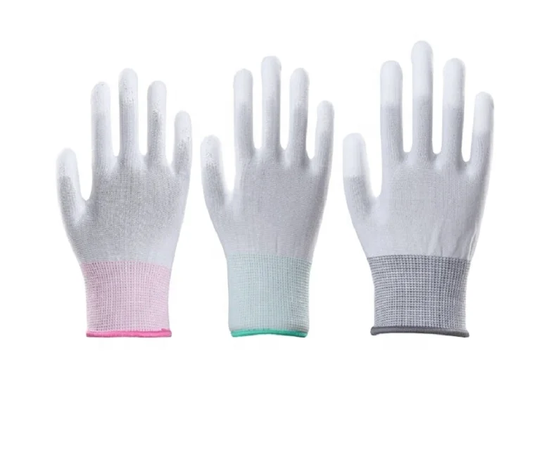 Защитные рабочие перчатки с полиуретановым покрытием, бесшовные вязаные перчатки с полиуретановым покрытием, гладкое сцепление с ладонью и пальцами