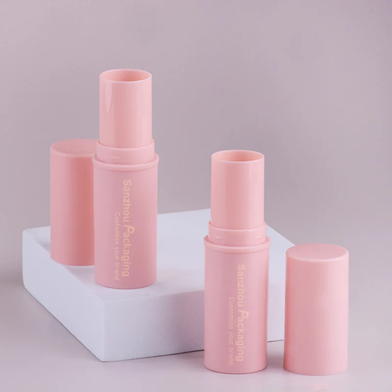 Customized 9g push up bottom fill pink empty concealer tube blush stick container stick foundation packaging