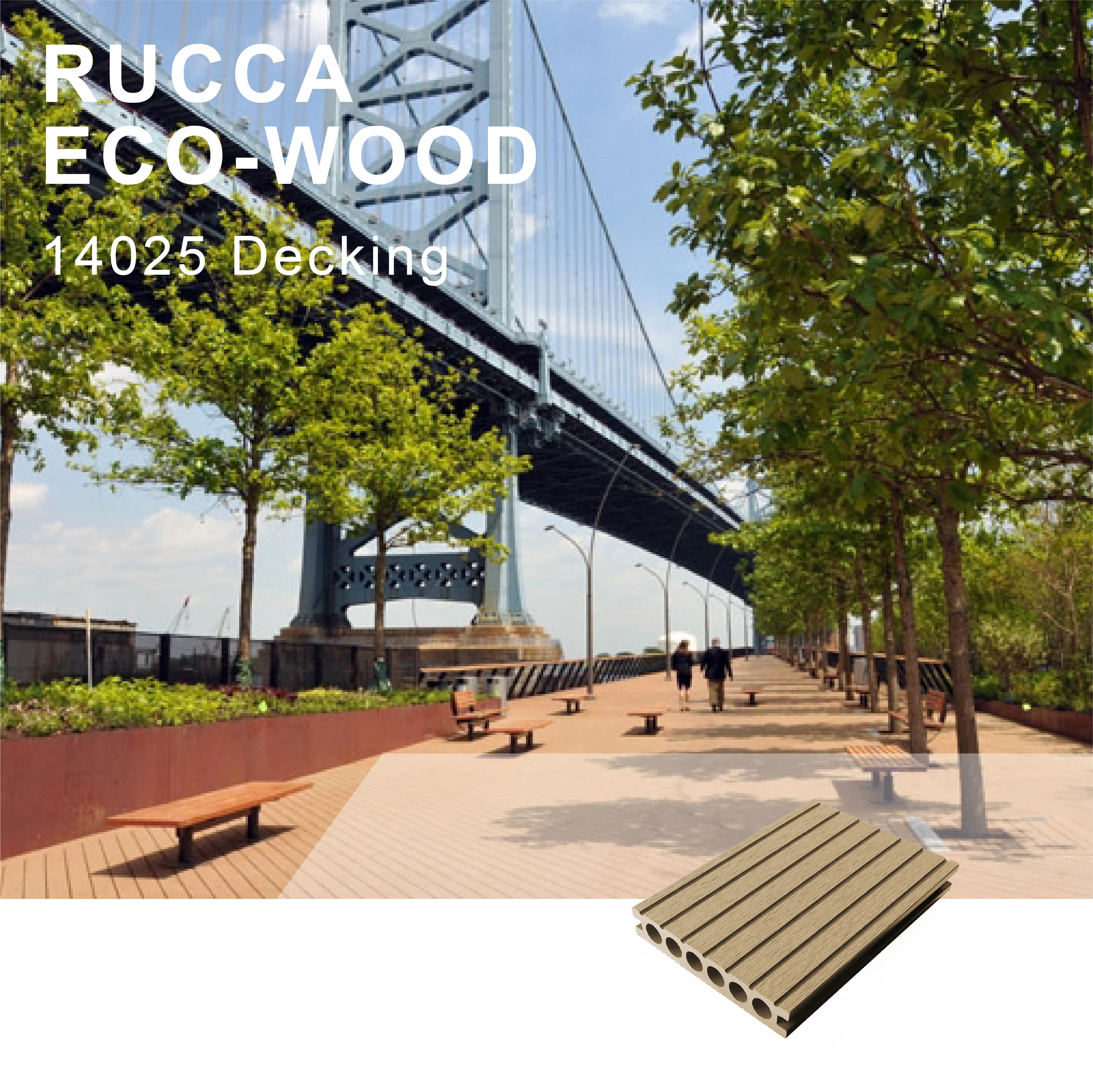 RUCCA Anti-uv Waterproof Wood Plastic Flooring Anti-slip Outdoor Composite Wpc Decking