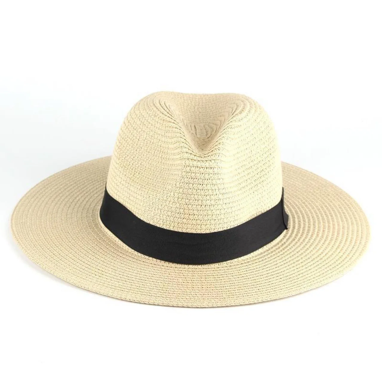 Wholesale Custom Logo Summer Breathable Wide Brim Sunscreen Panama Hat Sun Protection Straw Hat