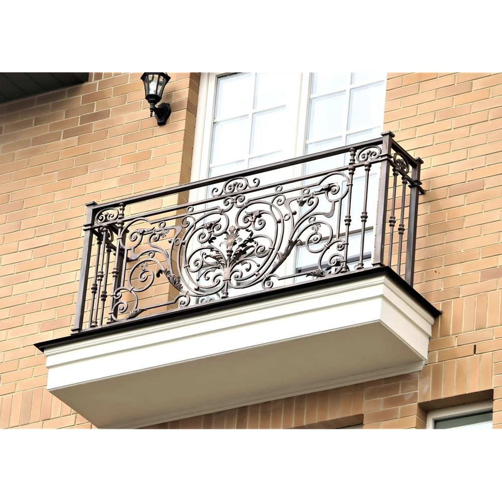 Luxury house entrance design classical style iron railing with wood handrail