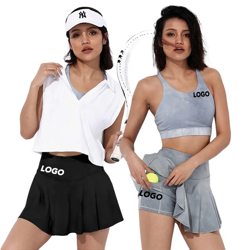 Free Custom Logo Hot Selling High Quality Sportswear Dresses Pockets Women Tennis Wear Uniform Skort Skirts
