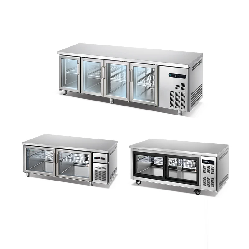 Focus on Refrigerator Undercounter Refrigeration Shelf Dividers Kitchen Glass Door Display Chiller