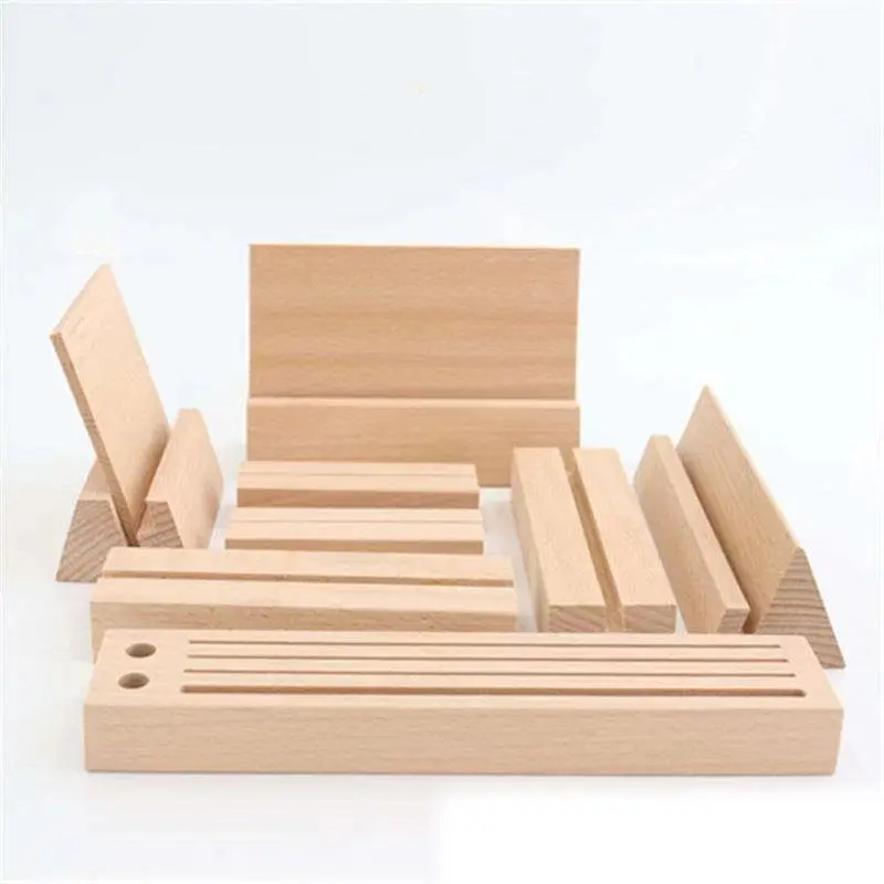 Solid wood DIY business card wooden base postcard photo holder card wedding picture stand wood photo card holder base