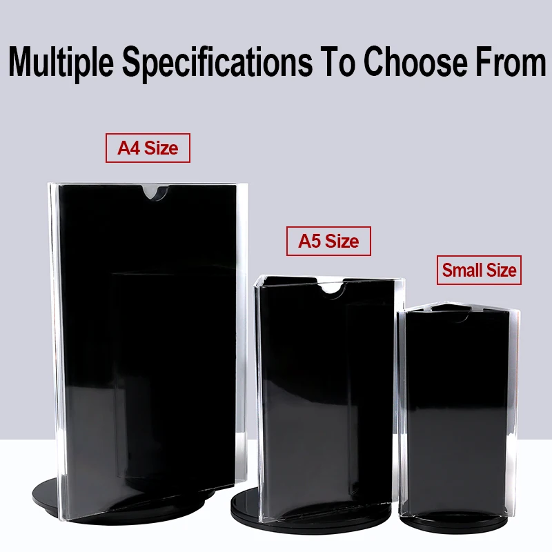 Fashionable 3 Sided Rotating Triangle Clear Advertising Card Stand Acrylic Sign Table Menu Display Holder