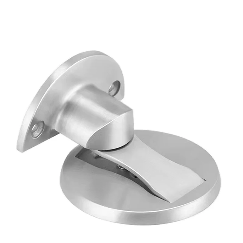 Stainless steel satin nickel round floor mount magnet door stopper