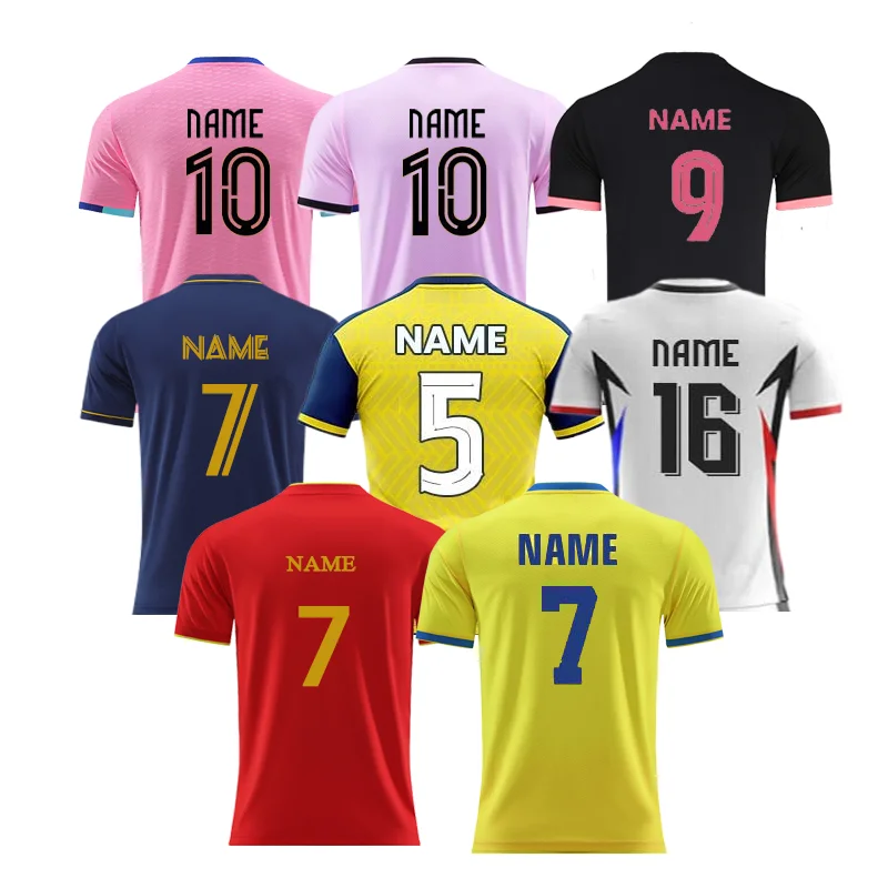 Wholesale 2023 Thailand Quality Football Shirt Sublimation Pink Black Men Soccer Uniform Football Jersey Soccer Wear