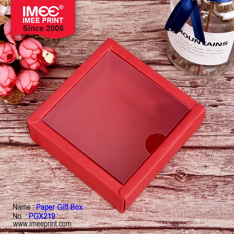 IMEE Cardboard Folded Kraft Paper Chocolate Cookie Soap Storage Packaging Boxes With Clear Cover PVC Window Lid