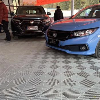40x40x3 Factory Free Design Anti-skid Plastic PP Interlocking Car Wash Drain Garage Floor Tile for Garage