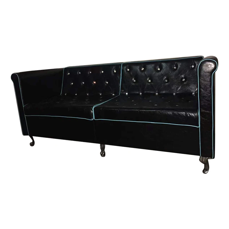2022 New Arrival European Style Very Soft Comfortable Black&Blue Trim Waiting Chair Sofa Bench 10 Years Warranty