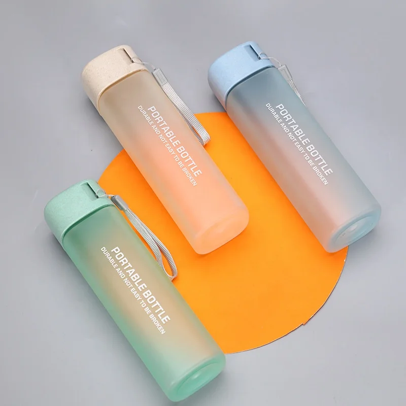 500ml Promotion Gift Square Lid Plastic Custom Water Bottles Bamboo Lid Foldable Water Bottle