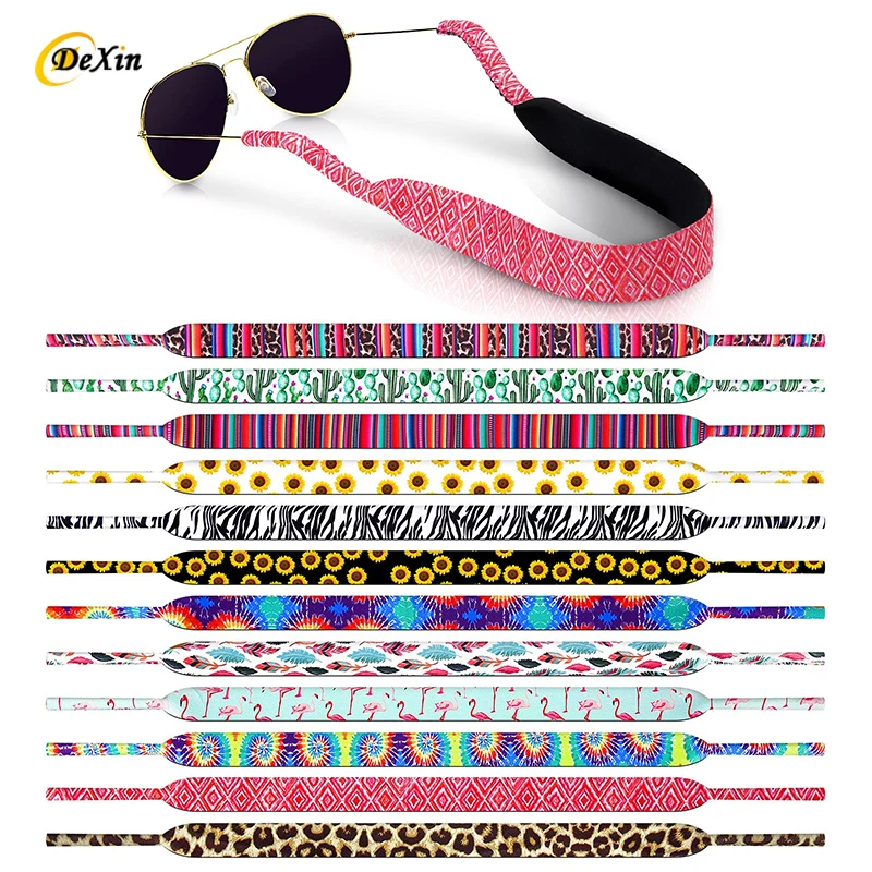 Adjustable Neoprene Screen Printing Sports Safety Lanyard Sunglass Strap