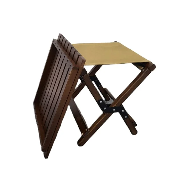 New Model Portable Beech Wood Camping Picnic Table And Wooden Folding Stool Chairs Set With Carry Bag Table Top Remove
