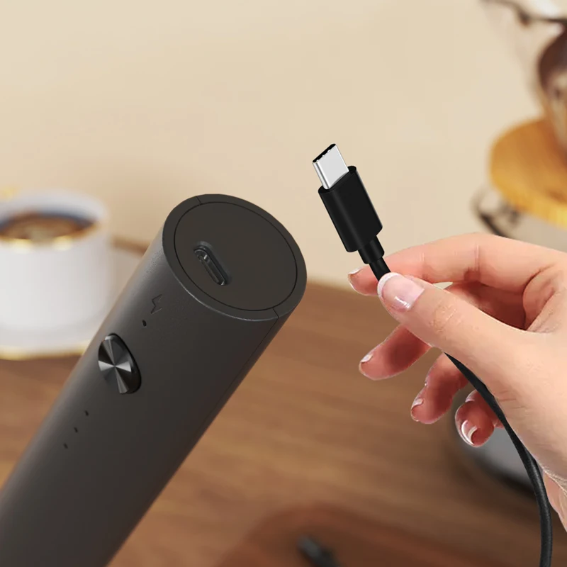 2024 NEW Type-C Rechargeable Double-layer Whisk Milk Foam Maker Handheld Egg Beater Electric Milk Frother