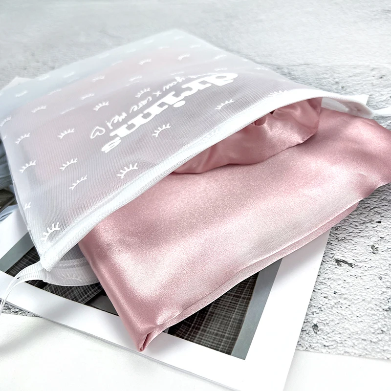 Custom allover printing logo polyester mesh drawstring laundry wash bag