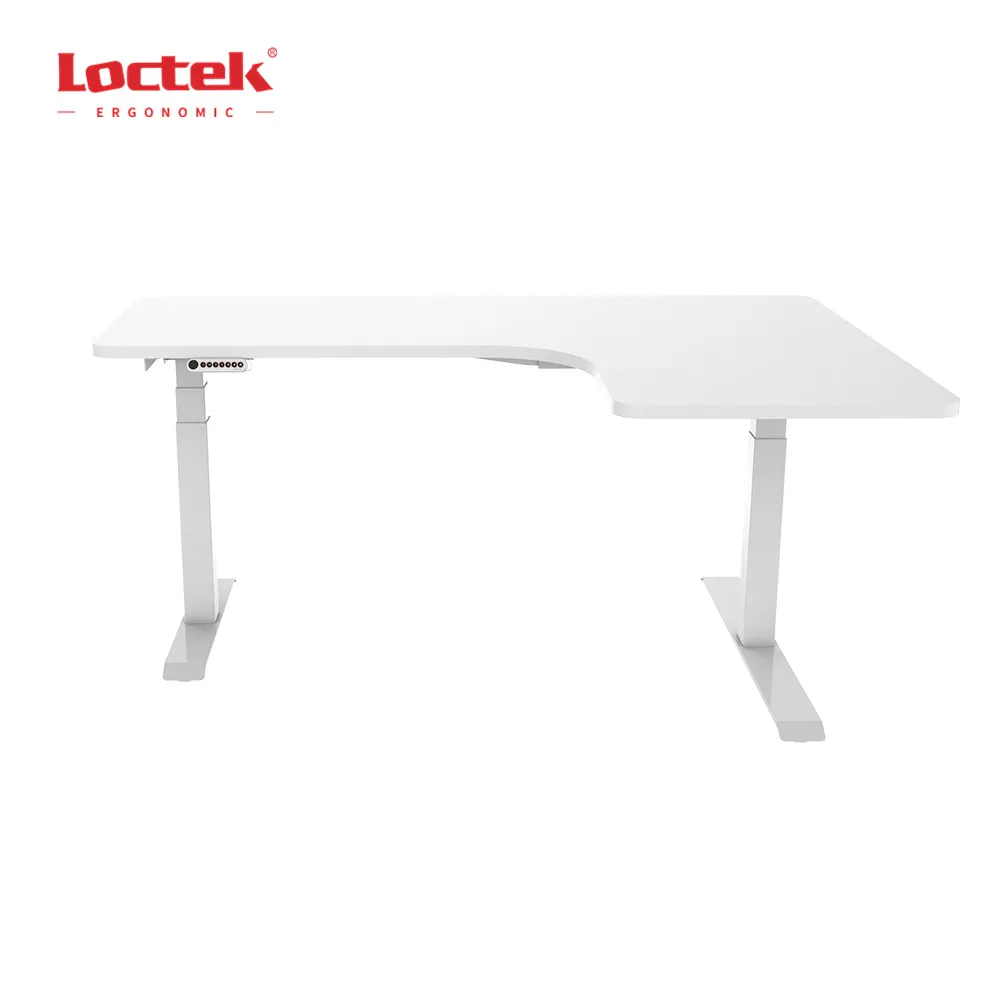 Loctek современный в форме буквы L 3-ступенчатый двойного двигателя уголок с электрической регулировкой высоты на подставке для офисного стода ET223ZL