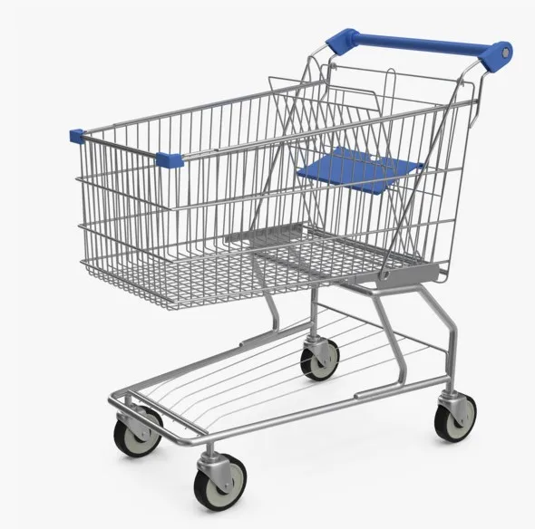 flexible 4 rotating wheels popular supermarket shopping trolley with factory price