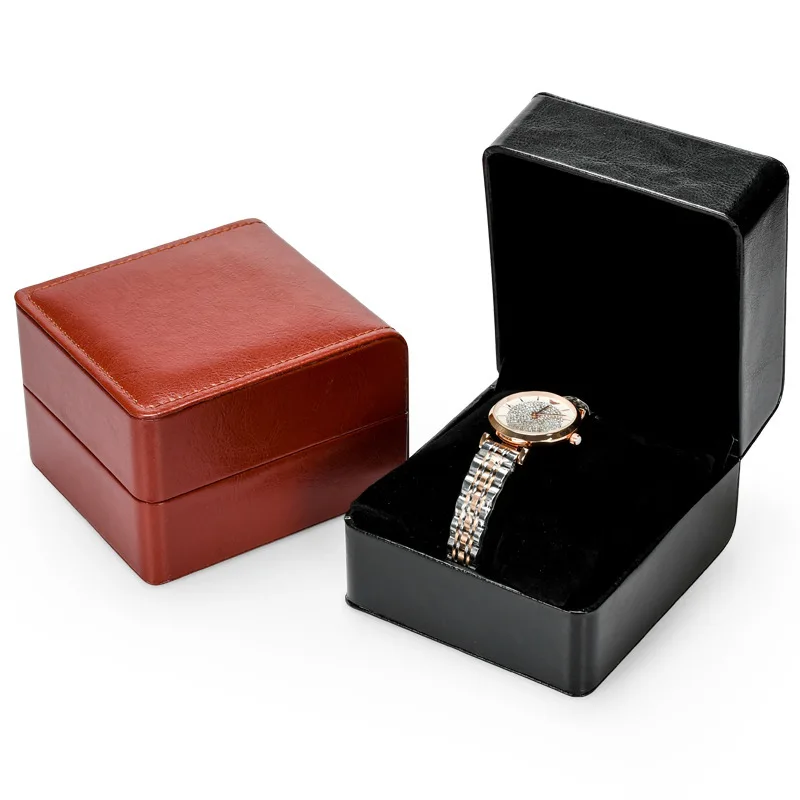 Wholesale Custom Logo PU Leather Luxury Watch Box High Quality Watch Packaging Boxes With Line Jewellery Watch Box