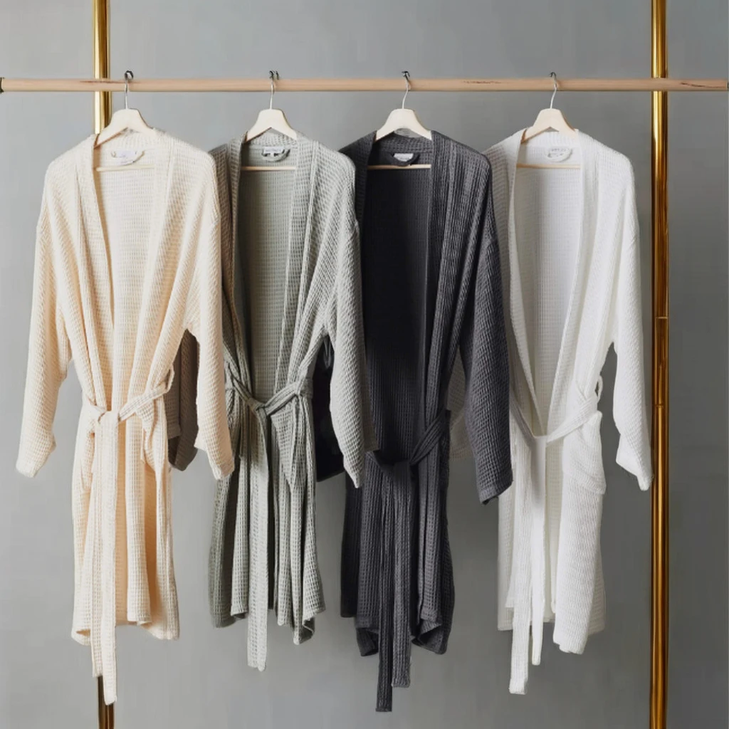 100% Bamboo Waffle Bathrobe Comfortable  Unisex Pajamas for Relaxation and Sleep