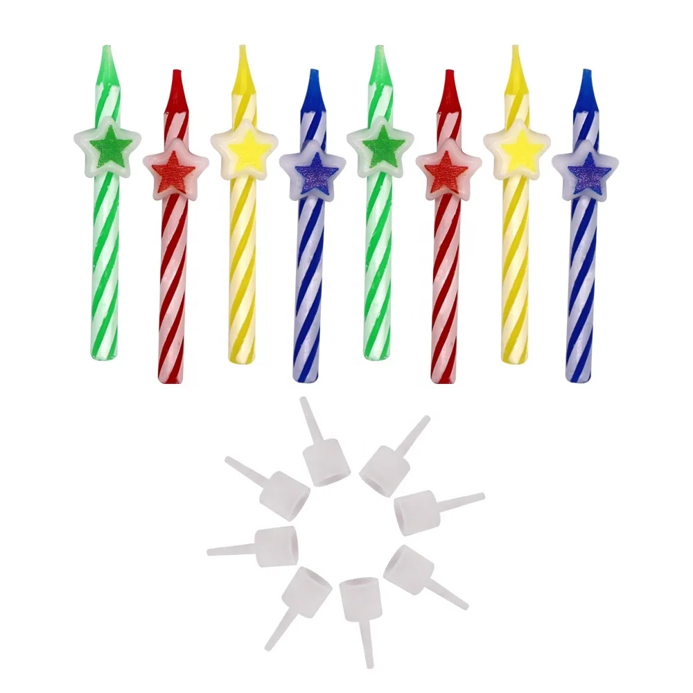 Wholesale Paraffin Wax Birthday Cake Spiral candle with holders