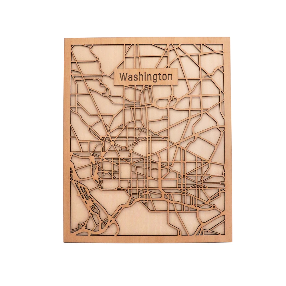 Custom wall wooden city map world map accept customization 3d puzzle decoration for living room or office