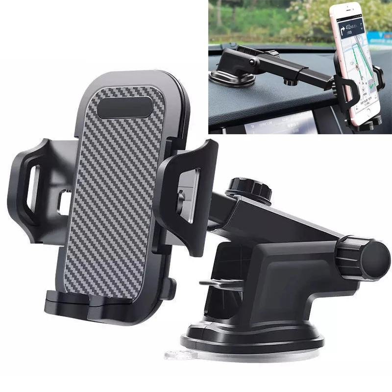 
LOVY OEM Hot Sale One Touch Retractable Car Mount Phone Holder with Suction Cup Universal For Smartphones 