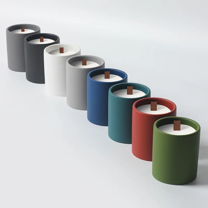 Naturix 10 oz Luxury Ceramic Candle Jars Custom Label Decorative Empty Holders Candle Making Matte Surface Concrete Cement