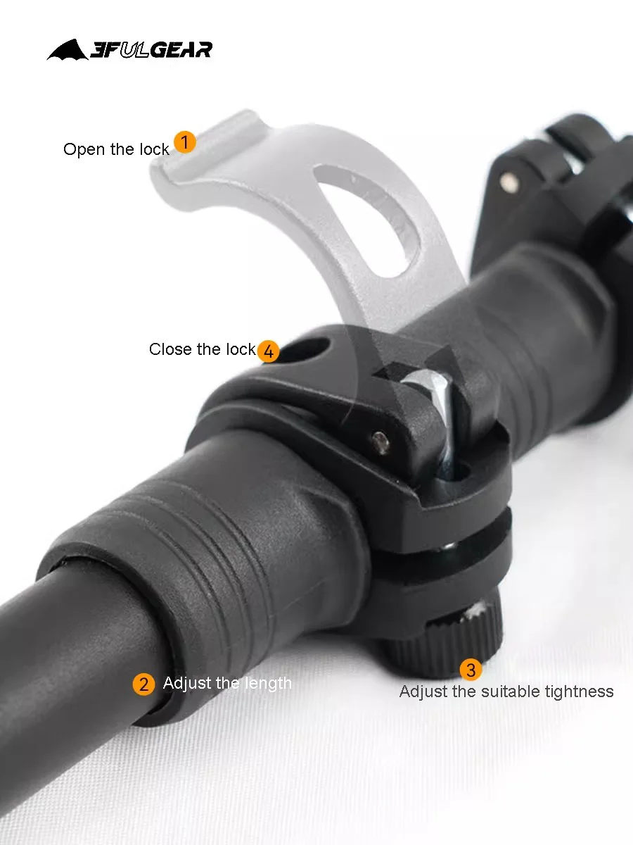 1pc 3F GEAR ultralight Hiking 135cm Carbon Fiber/Aluminum Walking Climbing Stick Length Adjustable Hiking Accessories