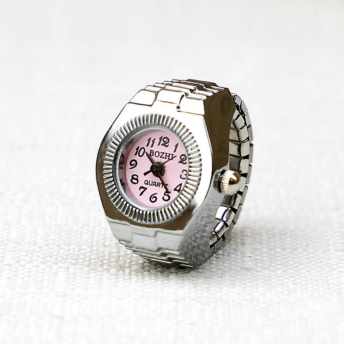 Hifive Wholesales Gold Plated Rivet Heart Quartz Watch Ring Unisex Jewelry Wrist Bands Smart Ring Watch for men women