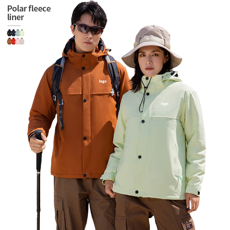 wholesale custom logo winter waterproof Inner pocket fleece windbreaker jacket for men