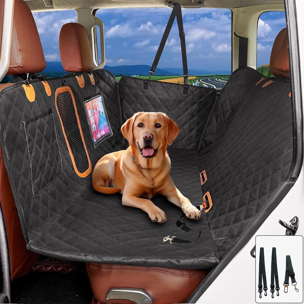 Black Waterproof Luxury Pet Dog Car Seat Protector Cover dog car seat cover for back seat Car Suv Truck