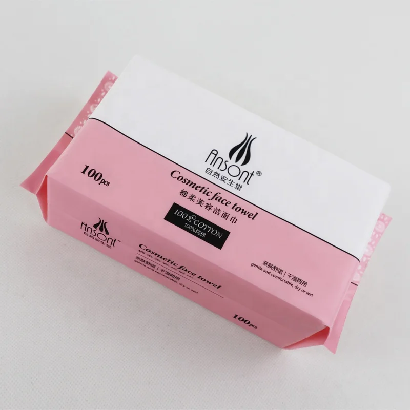 Disposable face towel fabric Cosmetic make-up remover cloth daily cleansing facial towelettes cotton Tissue