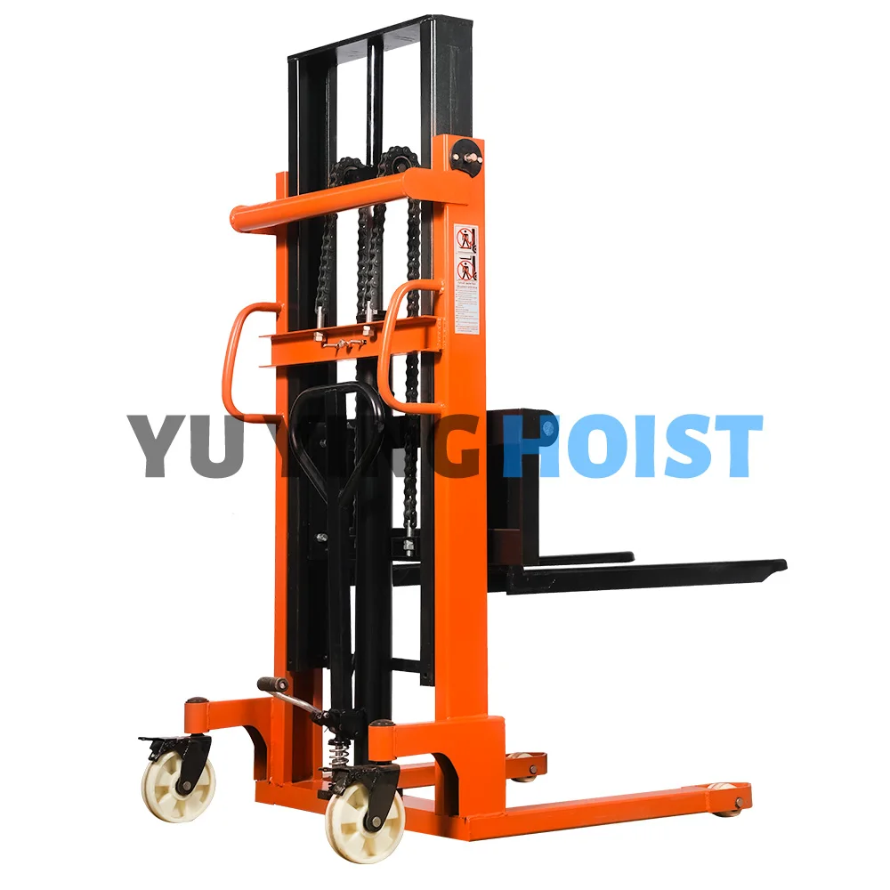 Durable Manual Hydraulic Heavy Duty Hand Forklift Pallet Manual Stacker For Cargo Loading
