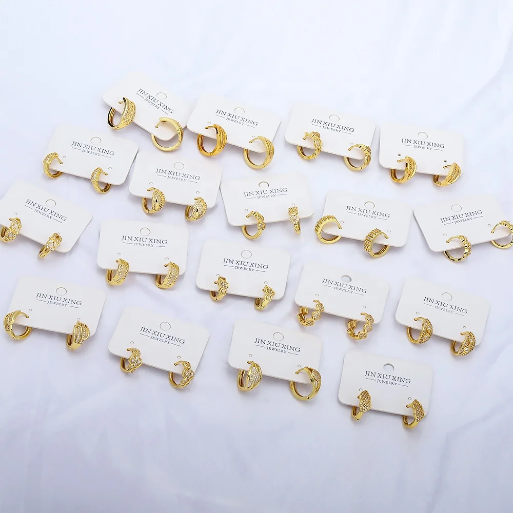 Jxx wedding women beads charm earring huggie brass 24k gold plated earrings hoops trendy minimalist hoop earrings