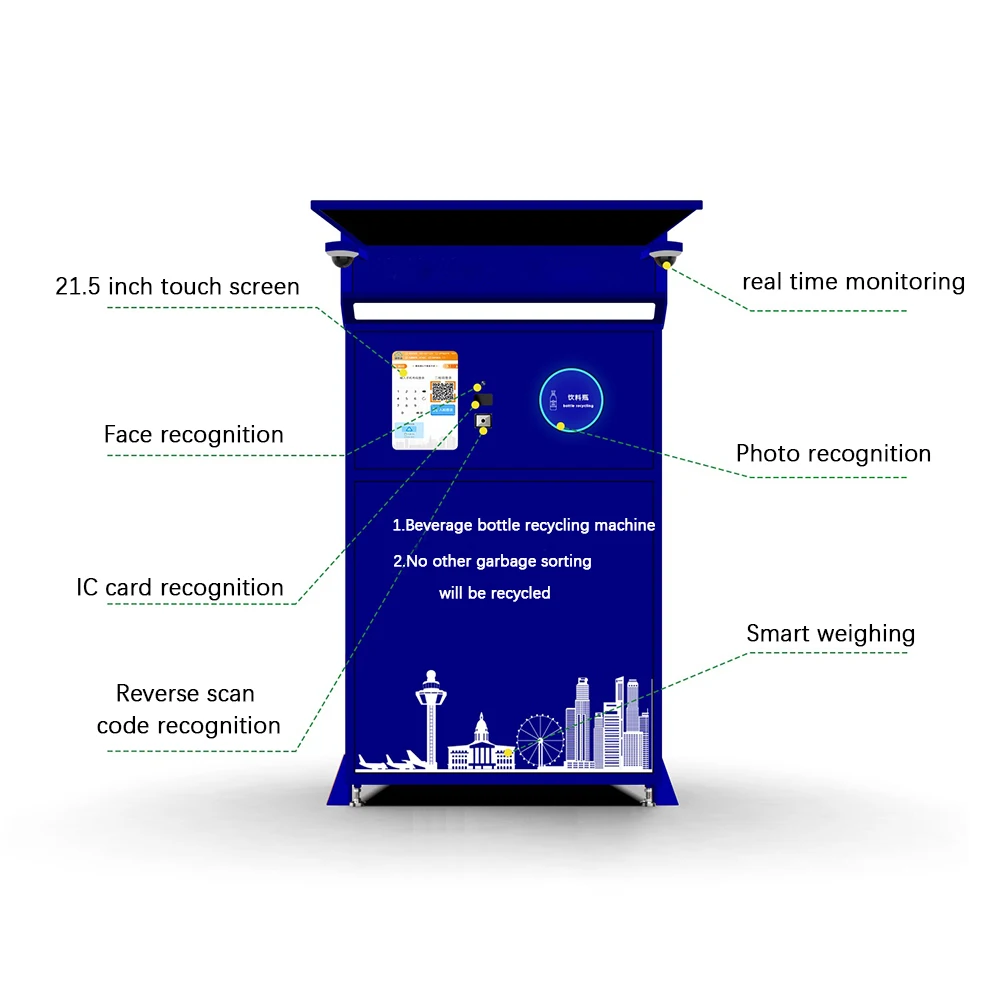 Beverage bottle reverse vending machine recycling touch screen intelligent automatic weighing recycling machine