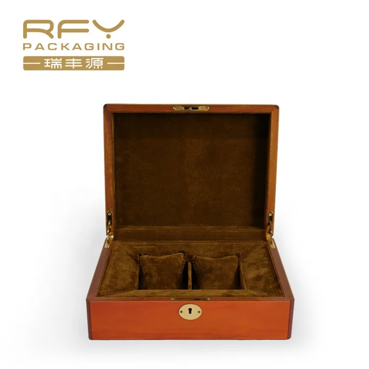 Wholesale High End Wooden Veneer Watch Packaging Box 2 slots Watch gift wooden box