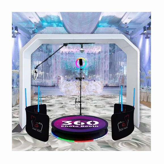 2023 Best Choice Auto 360 Photo Booth With Fill Light Lamp Manual 360 Photo Booth En Verre Trempe for Wedding Party Used