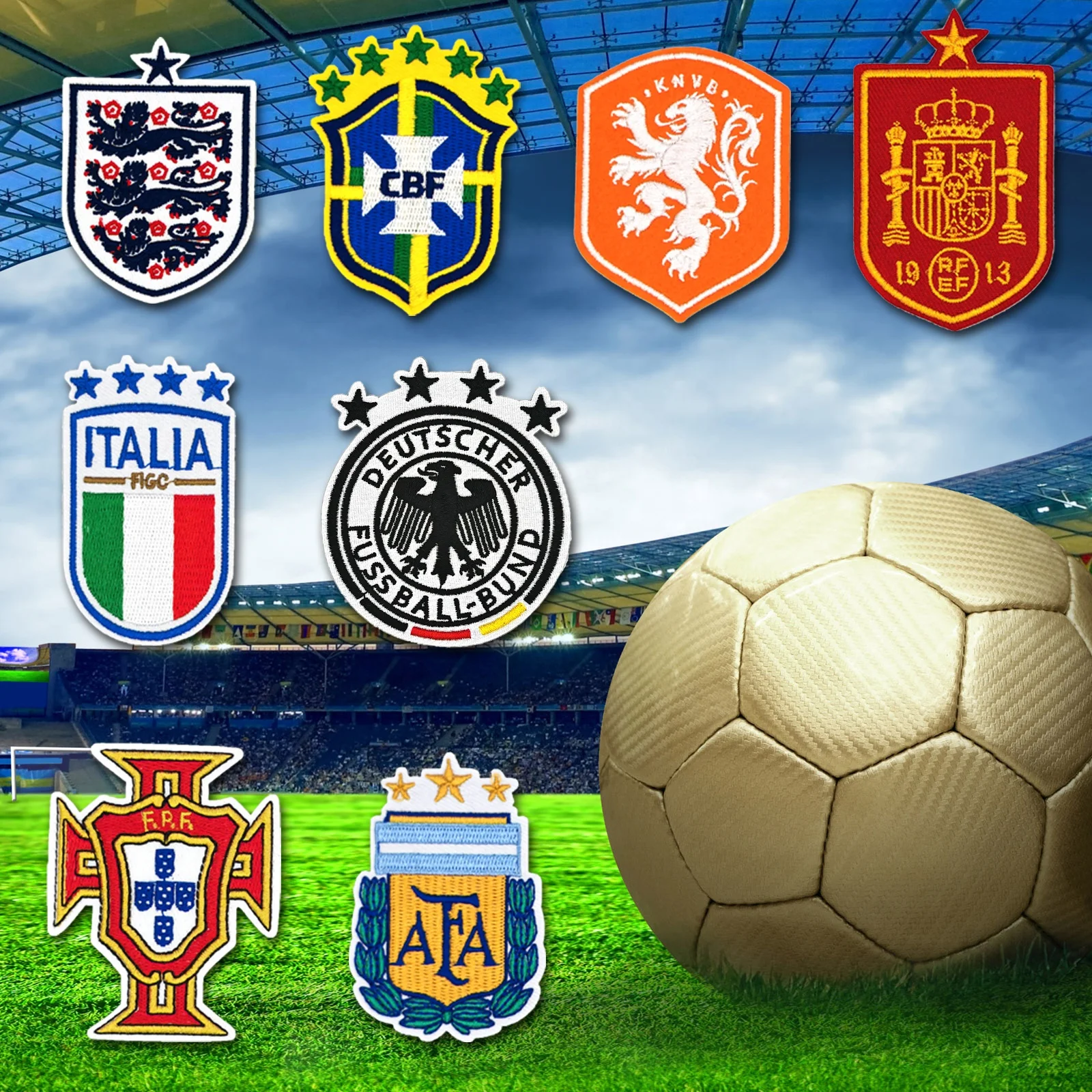 Soccer sports team logo twill iron on embroidery brazil germany team football patch