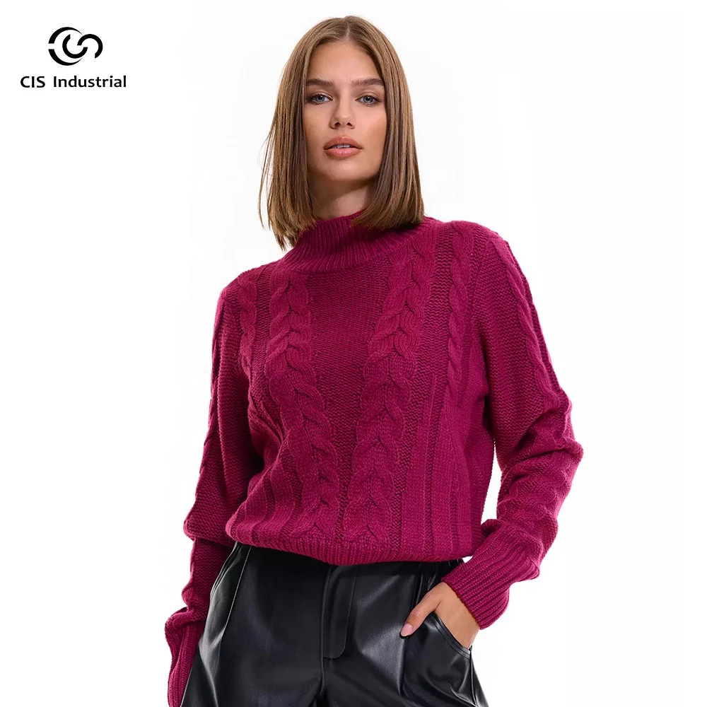 Classy christmas sweater wholesaler high quality ladies jumper pullover sweater cable knit twisted short sweater y2k top