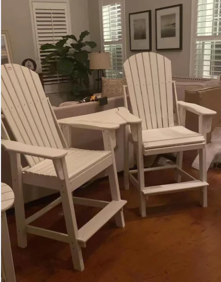 Factory Direct HDPE Poly Resin   adirondack high feet white bar chair  with board table