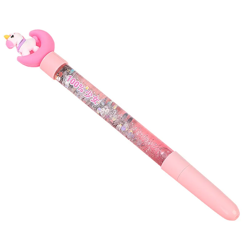 New style rainbow Pony Fairy Quicksand Pen Shiny Luminous Neutral pen Korean Stationery School Supplies For Girls Gel Pens