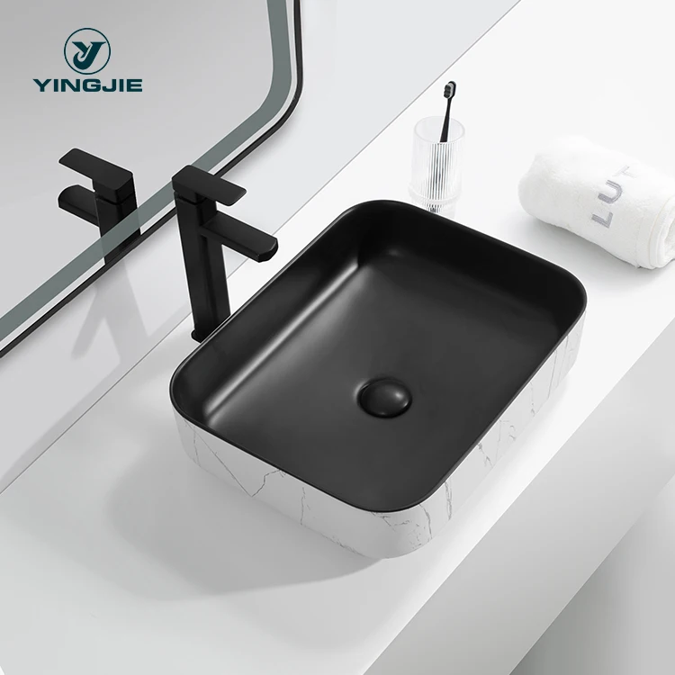 lavamanos rectangular design white ceramic counter bathroom sink wash basin for hotel villa