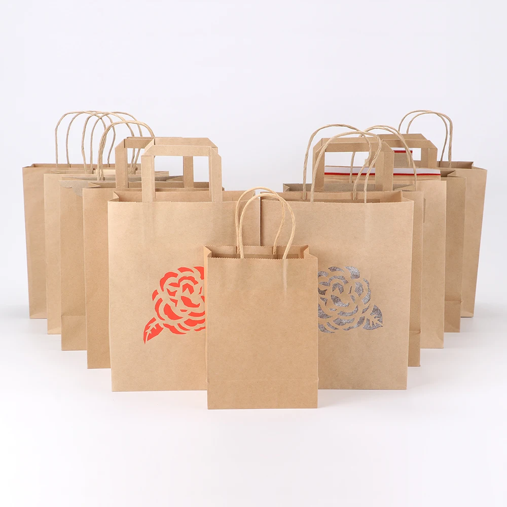 Customize Design Gift Shopping Paper Bag Kraft Paper Mailing Bags Brown White Black Eco Friendly Kraft Paper Bag With Handle