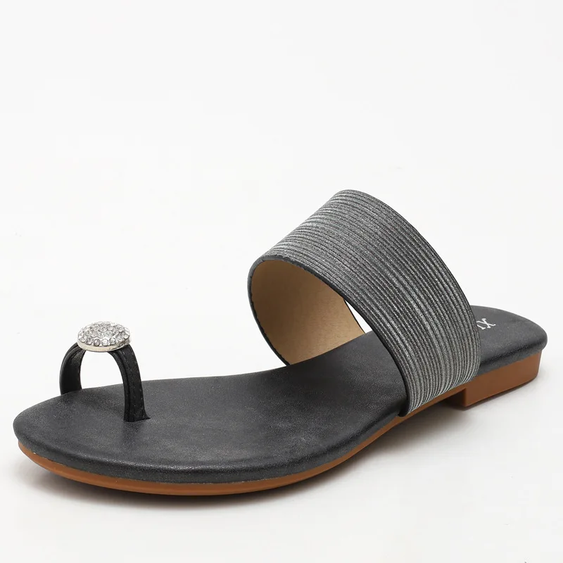 Pu Lining slippers slide sandals beach soft sole flat shoes women slippers rubber soft sole flat toe sandals