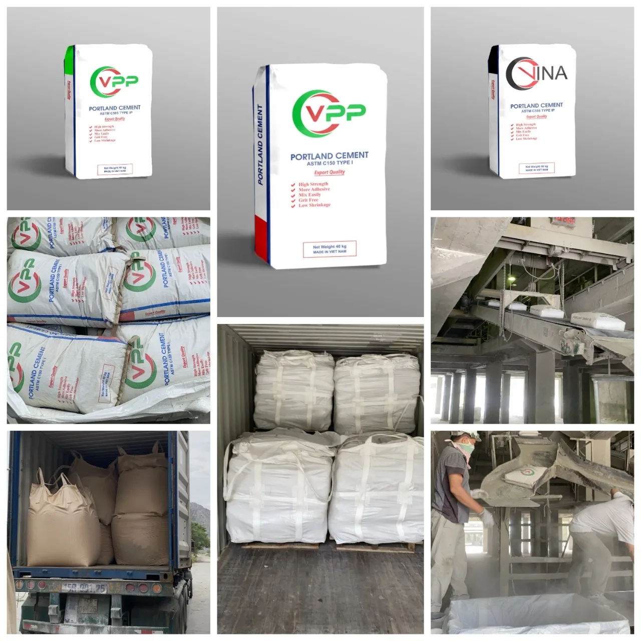 1 Ton Of Cement Competitive Use Quality Price Package Bag Application Support OEM Custom Logo Supplier VPP Cement Vietnam