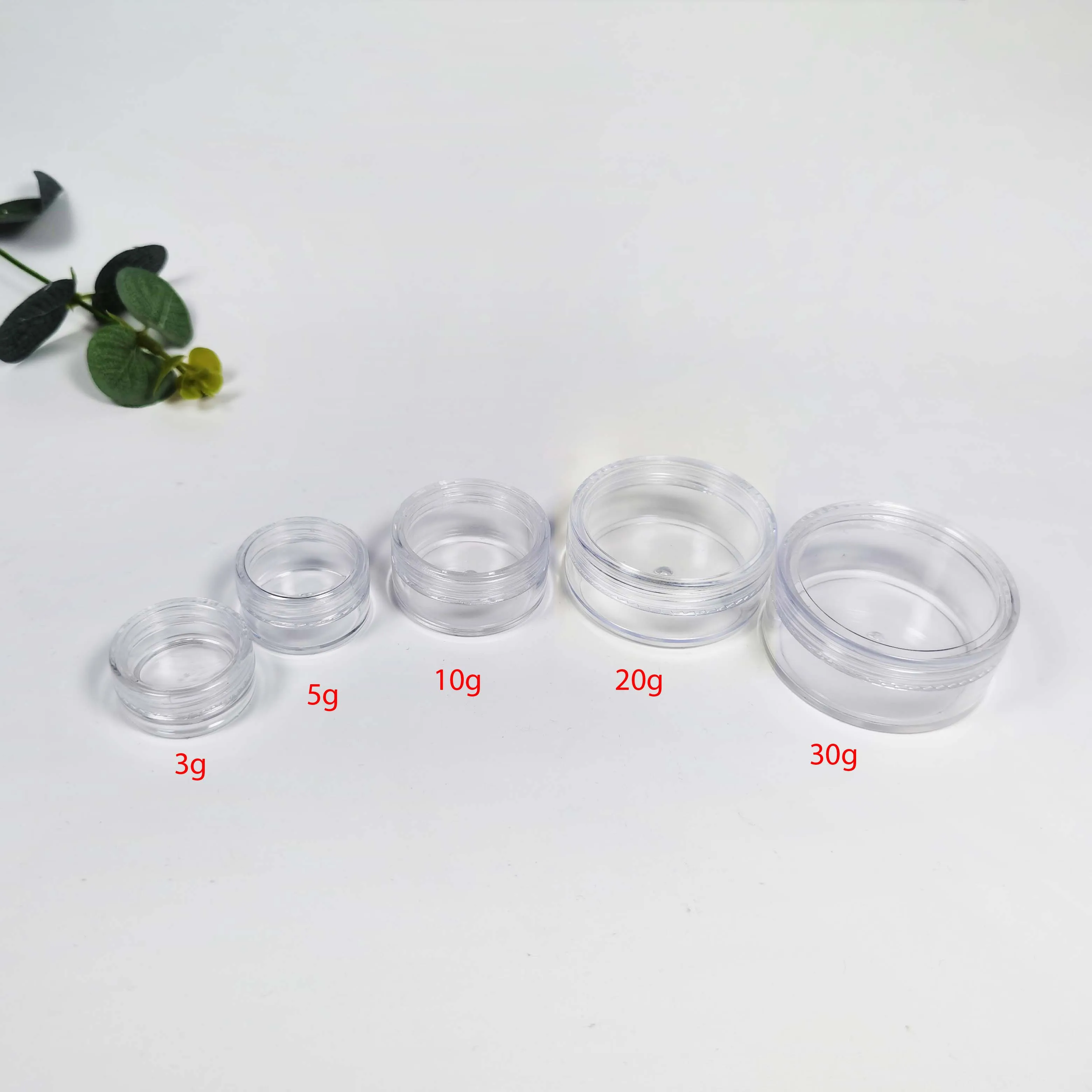 Transparent  empty plastic jar 3g 5g 10g 20g 30g, round glitter pot