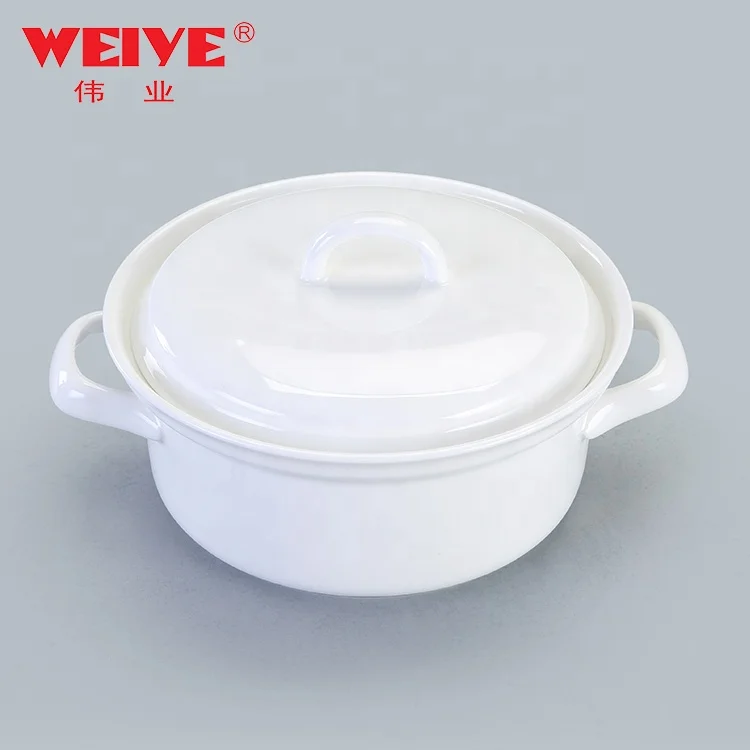  WEIYE Многофункциональный фарфоровый горшок с двумя ушами крышкой прочный керамический для гостиничного дома микроволновой печи и духовки безопасный &